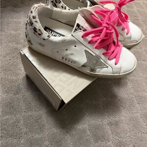 Golden Goose White and Pink Sneakers